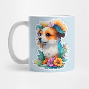 Cute Puppy Water Color Sticker Mug